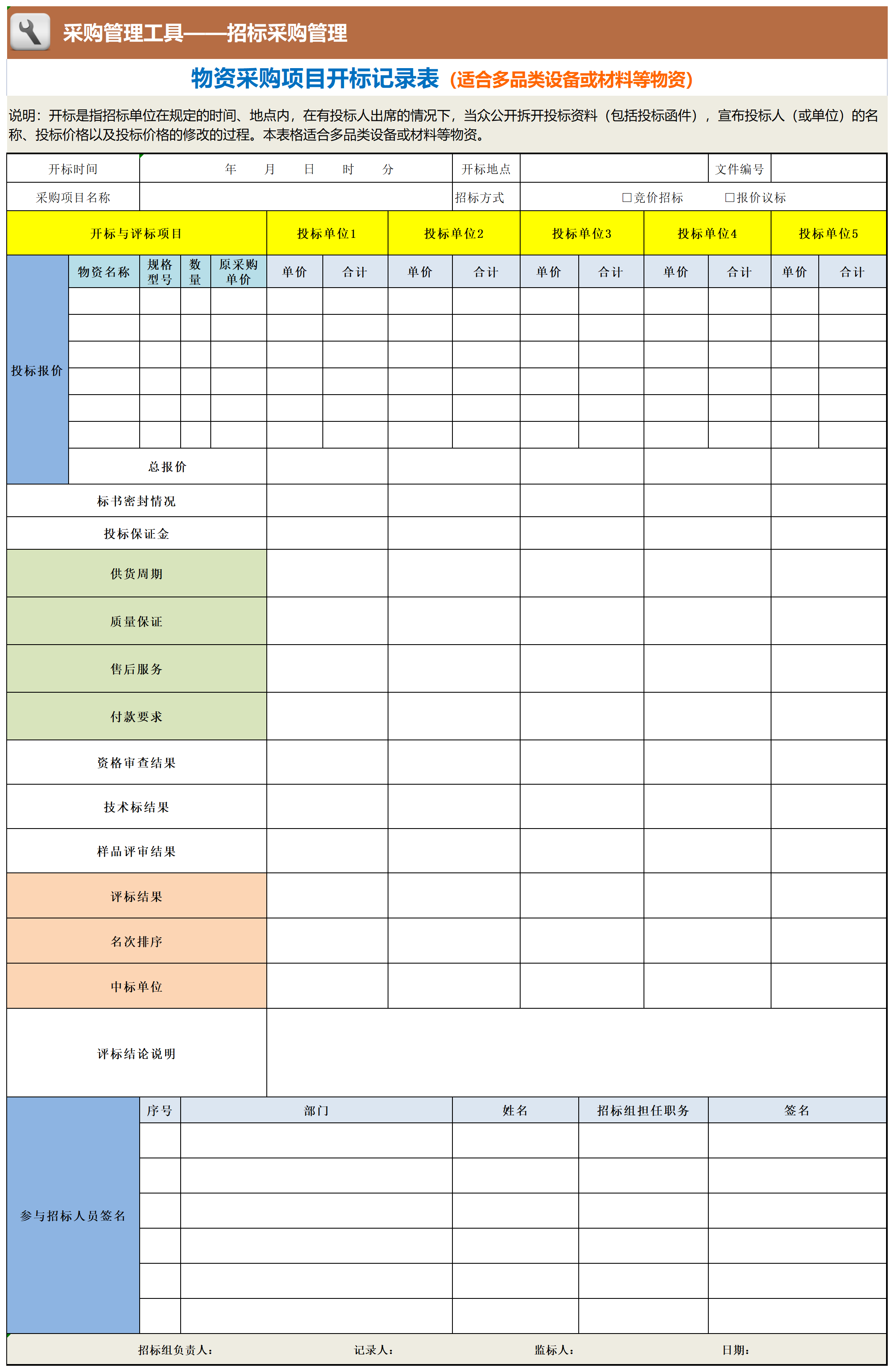 22 物资采购项目开标记录表_工具表格.png