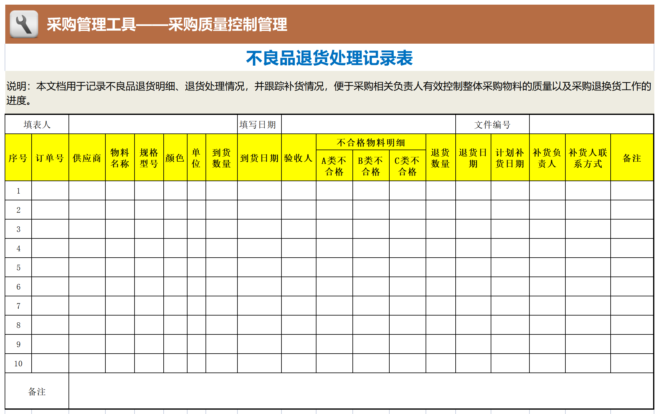 110 不良品退货处理记录表_工具表格.png